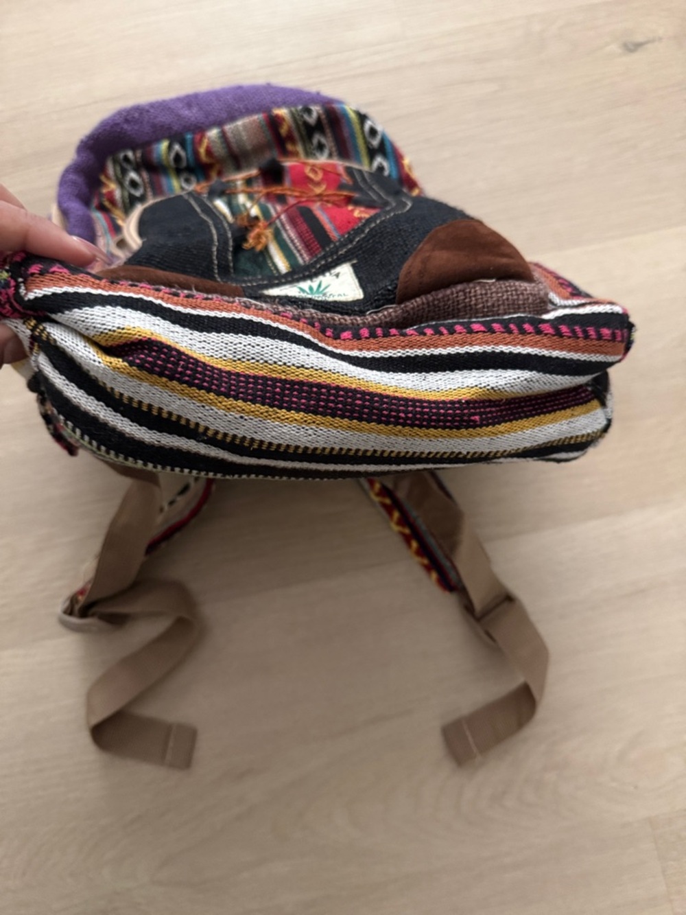 Himalya Hemp Multi‑Color Ethnic Pattern Women’s Backpack - Picture 8 of 11